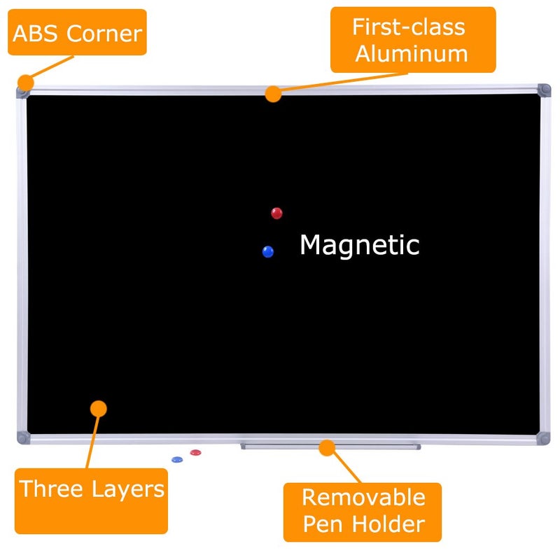 DexBoard 36 x 24 Inch Magnetic Black Chalkboard for Wall, Wall-Mounted School Blackboard with Aluminum Frame for Teachers, Written on by Regular Chalk - Image 2